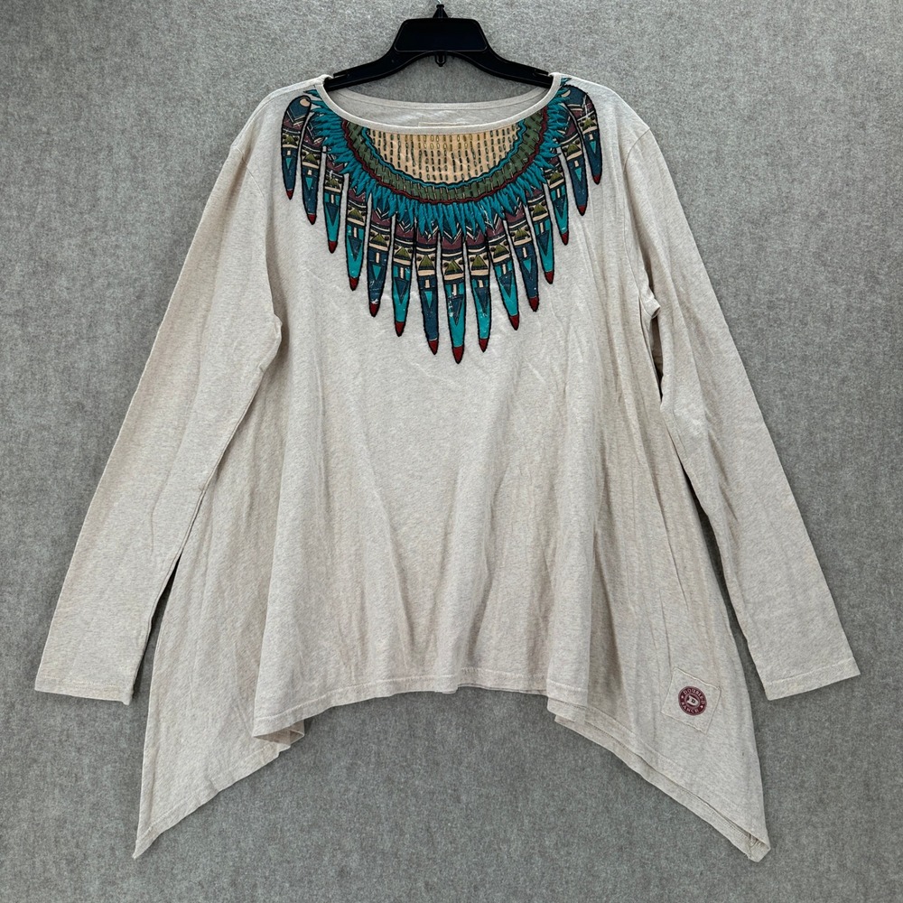 Double‎ D Ranchwear Large Embroidered Southwestern Sharkbite Top Asymmetrical